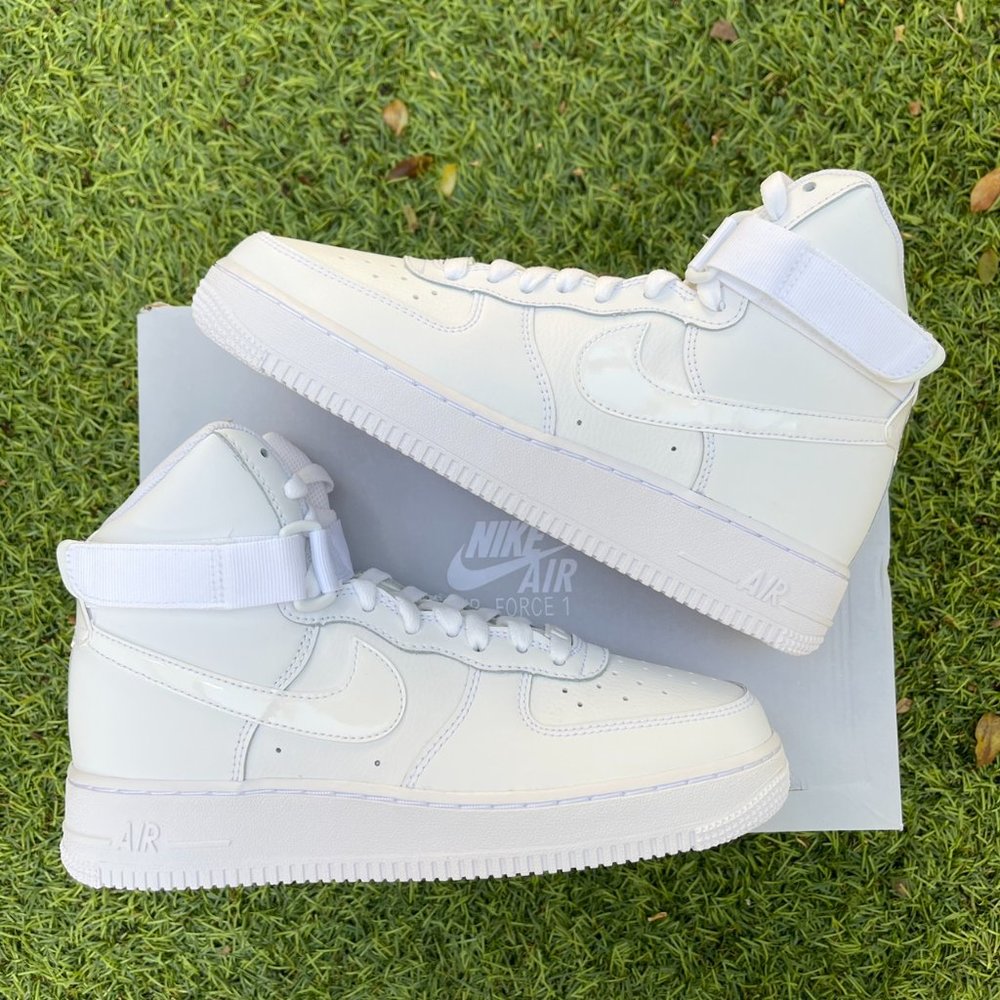 Nike Air Force 1 triple white high top shoes (big kids) - Picture 2 of 4